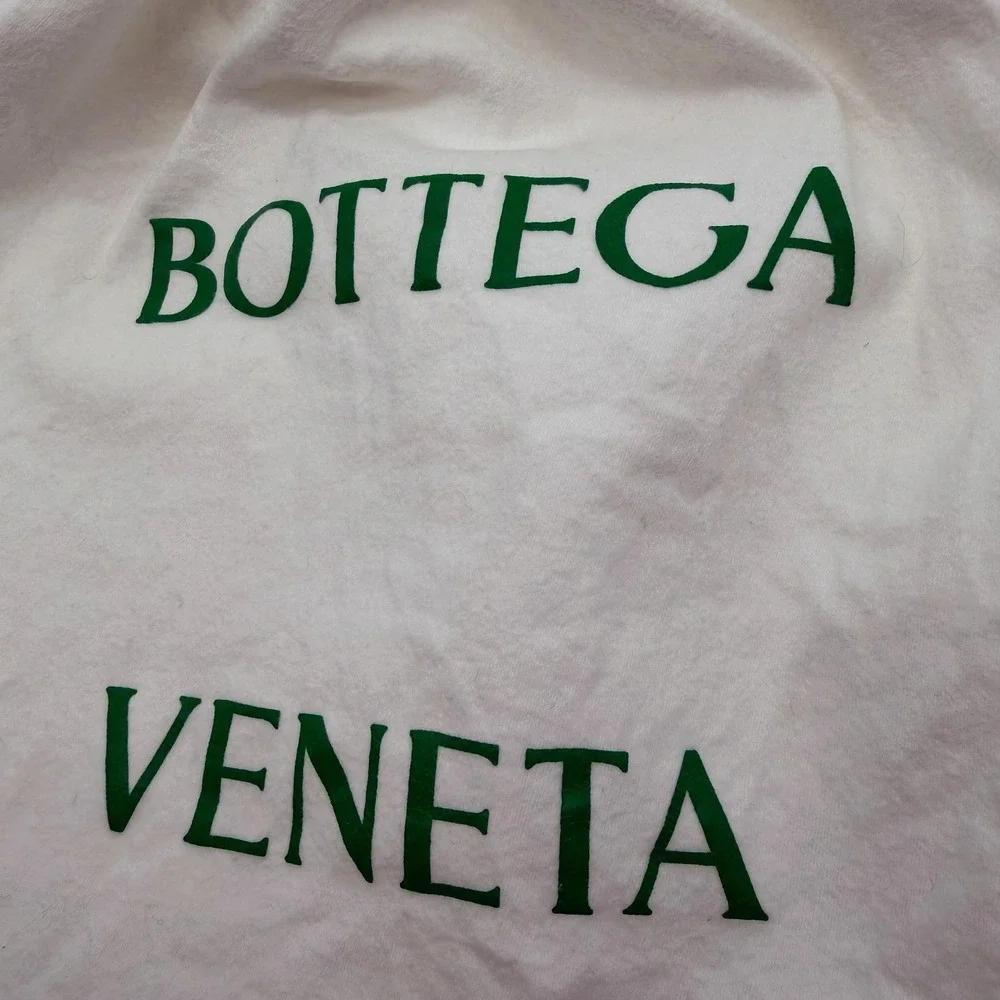 Bottega Veneta Dust Bag White Green Logo Cotton Flannel Drawstring Storage Bag